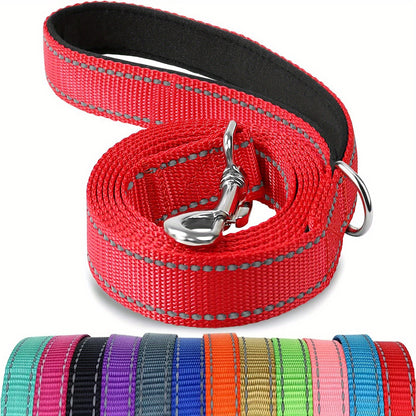 1pc Single Sided Reflective Dog Leash Soft Neoprene Padded Breathable 1 Inch Wide, Pet Leash 6FT/5FT/4FT For Medium & Large Dogs Walking And Training