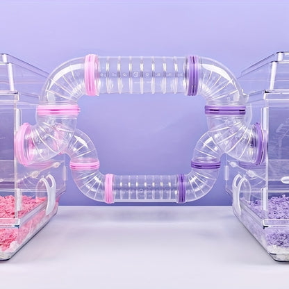 8pcs/set DIY Hamster Tunnel Toy Pet Rats Sports Training Pipeline Transparent Runway Toy Pet Hamster Game For Small Animal Accessories Mice Creative DIY Colorful Hoop Tubes Diam 2.17inch