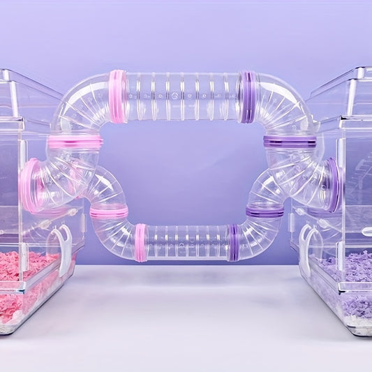 8pcs/set DIY Hamster Tunnel Toy Pet Rats Sports Training Pipeline Transparent Runway Toy Pet Hamster Game For Small Animal Accessories Mice Creative DIY Colorful Hoop Tubes Diam 2.17inch
