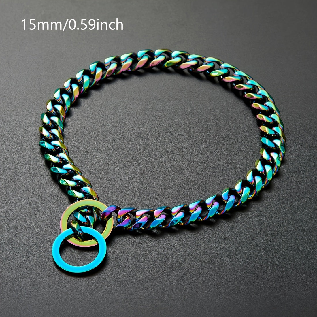 Titanium Steel Stainless Steel P Chain Colorful Cuban Chain Pet Dog Chain Heavy Duty Anti Slip Dog Collar