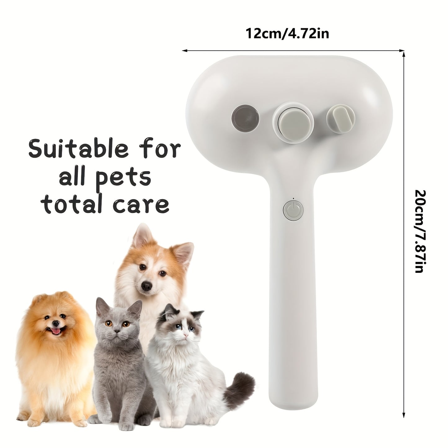 4-in-1 Cat Steam Brush with Self-Cleaning, Antistatic Shedding Spray Comb, Hair Removal, Massage Atomized Steam Beauty Brush for Dogs and Cats - Water Spray Demisting, Pet Care, White Professional Version, Cloud Pet Care