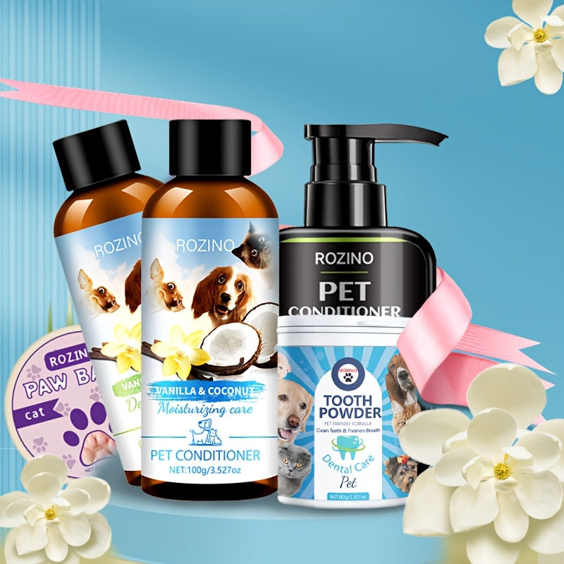 5pcs Pet Care Gift Pack, Shampoo And Conditioner, Nose Cream, Tooth Powder, Etc., Gentle Cleaning, No Odor