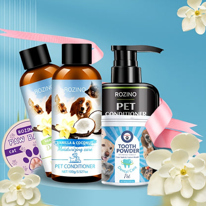 5pcs Pet Care Gift Pack, Shampoo And Conditioner, Nose Cream, Tooth Powder, Etc., Gentle Cleaning, No Odor