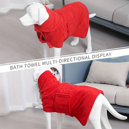 [Quick-Dry Dog Drying Coat] Super Absorbent Quick-Dry Dog Drying Coat - Warm-Keeping Bathrobe with Full Body Coverage & Hood, Multiple Colors (Purple, Blue, Green, Yellow, Red), Durable Fabric for Efficient Water Absorption &