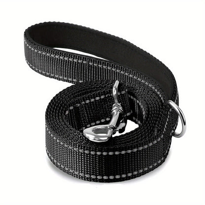 1pc Single Sided Reflective Dog Leash Soft Neoprene Padded Breathable 1 Inch Wide, Pet Leash 6FT/5FT/4FT For Medium & Large Dogs Walking And Training