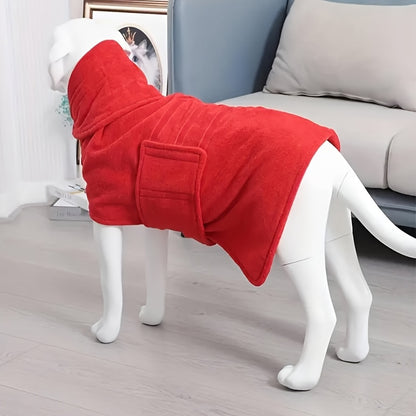 [Quick-Dry Dog Drying Coat] Super Absorbent Quick-Dry Dog Drying Coat - Warm-Keeping Bathrobe with Full Body Coverage & Hood, Multiple Colors (Purple, Blue, Green, Yellow, Red), Durable Fabric for Efficient Water Absorption &