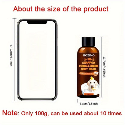 ROZINO Coconut Essence 3-in-1 Pet Shampoo & Conditioner Body Wash - Gentle Cleansing, Soothing Skin Care for Dogs and Cats, Natural Formula with Coconut Milk Extract, Safe for All Breeds, Pet Grooming Essentials | Coconut Sce