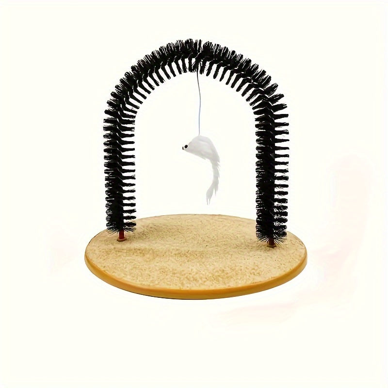 Cat Arch Self Groomer with Massage & Brushing - Interactive Scratching Post, Durable PVC Construction, for Indoor/Outdoor Cats - Promotes Healthy Coat, Reduces Shedding, Prevents Matting - Ideal for All Cats, Kittens, Senior