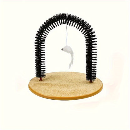 Cat Arch Self Groomer with Massage & Brushing - Interactive Scratching Post, Durable PVC Construction, for Indoor/Outdoor Cats - Promotes Healthy Coat, Reduces Shedding, Prevents Matting - Ideal for All Cats, Kittens, Senior