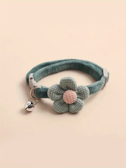 1pc Cute Dog Necklace with Flower Decor and Bell Strap - Pet Collars and Leads for Stylish Pups