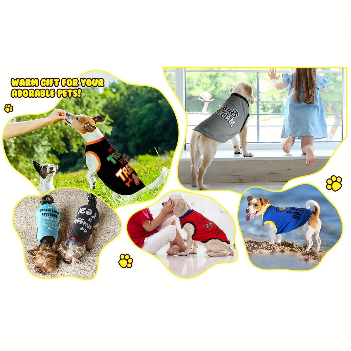 8pcs PAIAITE Dog Shirts - Funny Pet Outfits with "The Snuggles Are Real", "I'm Wearing Treats Under This Shirt", "Fur Friend" - Soft Breathable Dog Clothes for Small Dogs & Cats - Easy Slip-On Summer Apparel in Grey/Black/Red