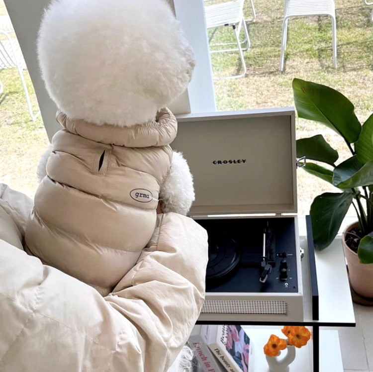 Winter Dog & Cat Vest - Thickened Warm Coat with Zipper Closure, Soft Pastel Colors (Blue, Pink, White) - for Small to Medium Pets - Cold Weather Apparel for Pomeranians, Chihuahuas, Shih Tzus - Easy On/Off Pet Clothing, Dog