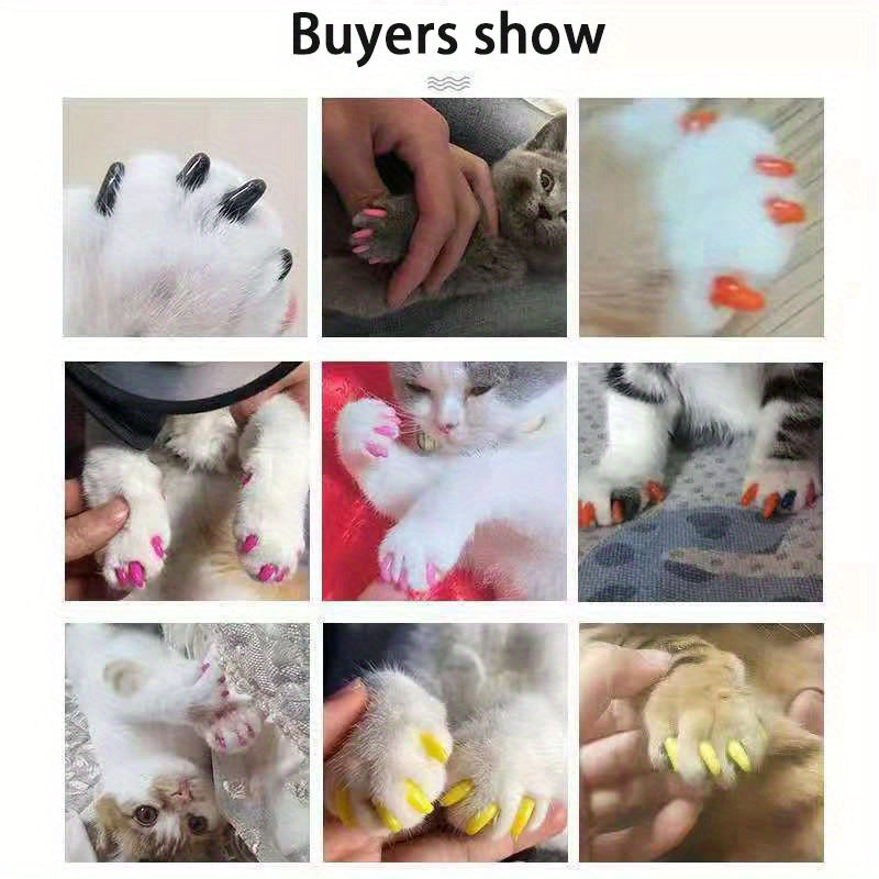 20/100pcs Vibrant Cat Nail Caps - Soft, Colorful, and Gentle Claws Covers with Easy-Apply Glue and Applicators for Safe and Stylish Pet Grooming