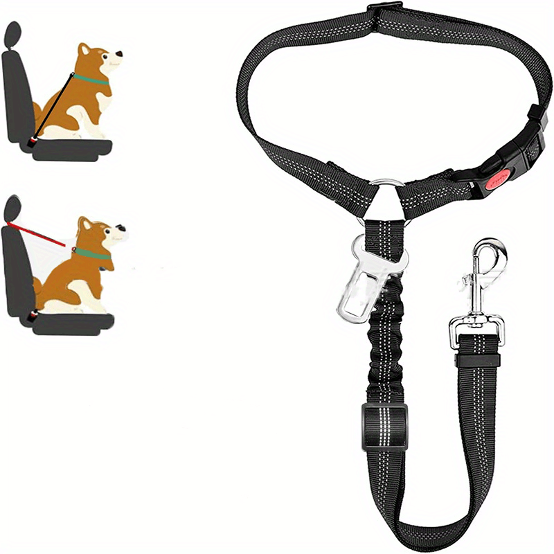 1pc Premium Dog Car Safety Seat Belt - Adjustable, Comfort-Cushioned, Durable Headrest Restraint for Secure Travel - High-Strength Elastic, Quick-Adjust Design for Ultimate Pet Safety
