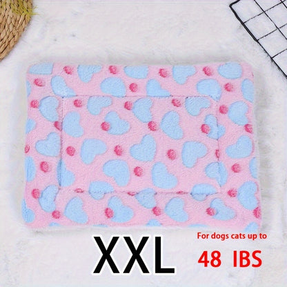 All-Season Dirt-Resistant Rectangular Pet Blanket - Comfortable Dog Paw Heart Print Pet Bed, 1pc