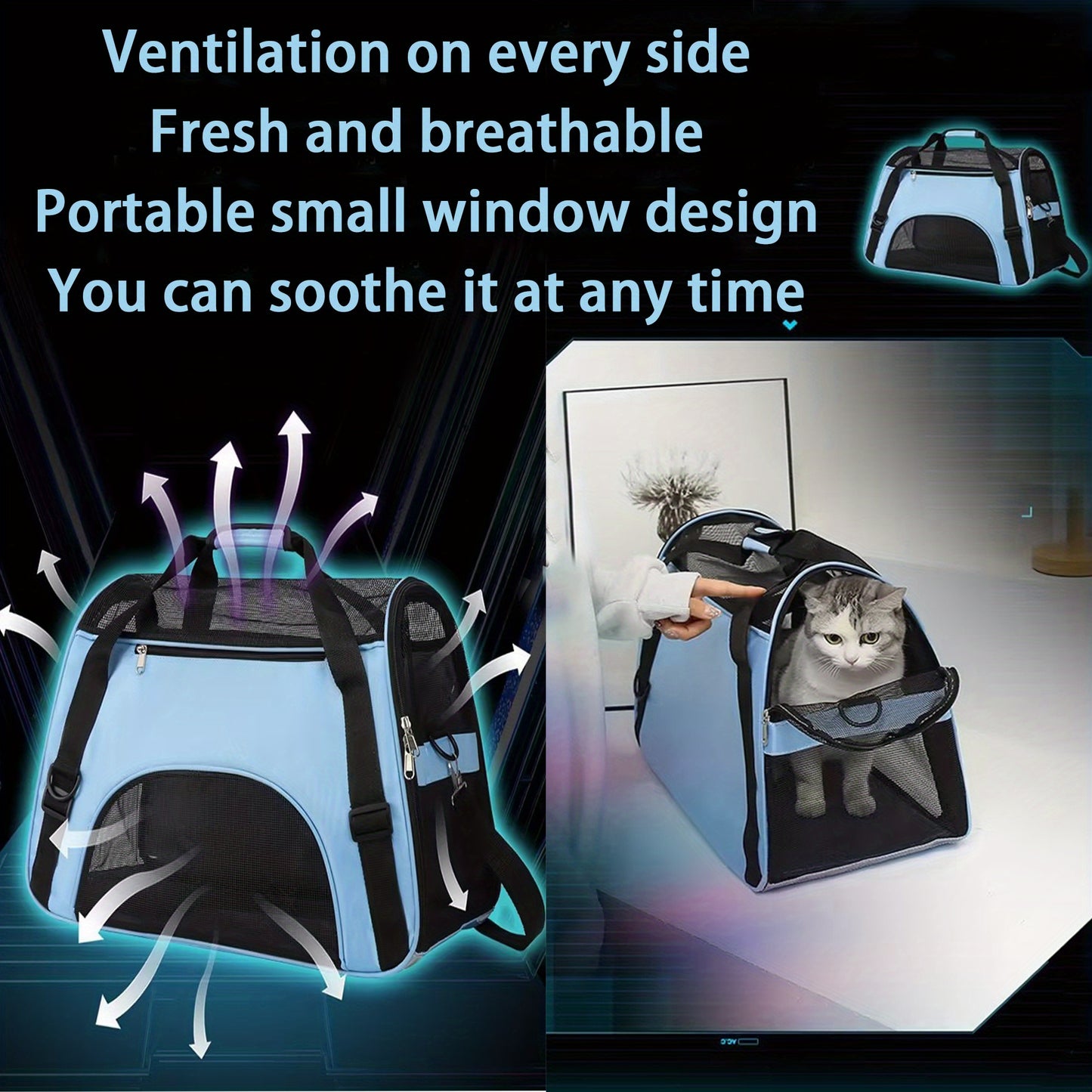 Cat Carrier Dog Carrier Pet Carrier, Airline Approved Soft-Sided Foldable Pet Bag Puppy Carrier With Breathable Mesh For Small Medium Cats Dogs Rabbit