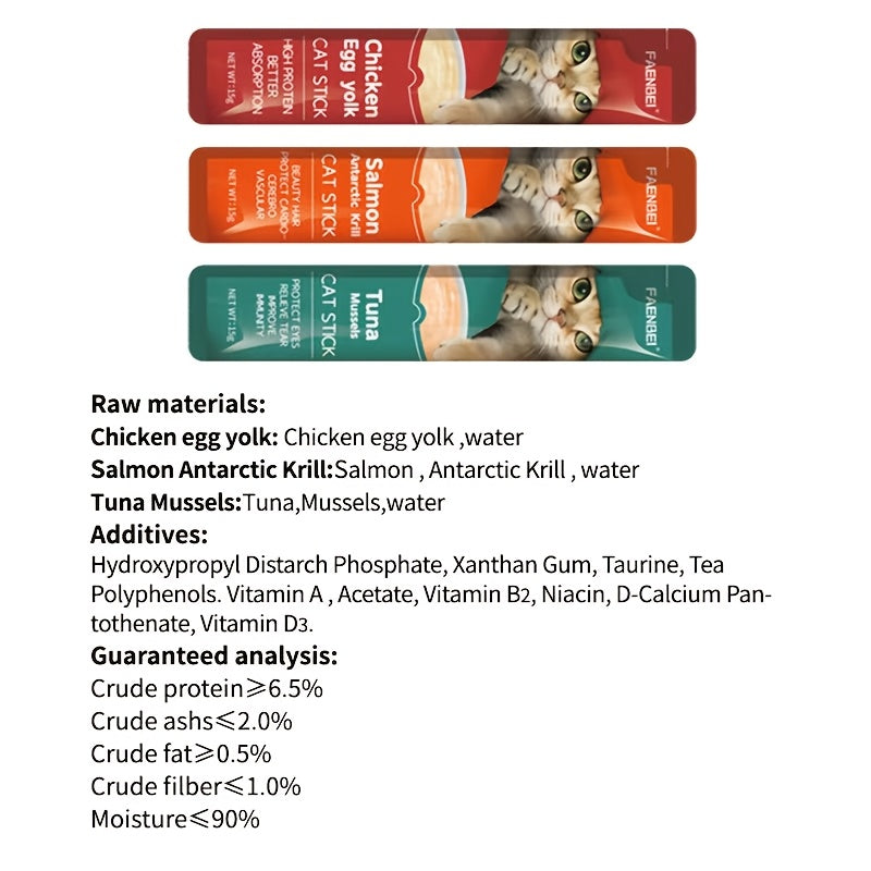 [Pet Pampering] Farmer's Delight Cat Treats - Chicken Egg Yolk, Salmon Krill, Tuna Mussel Flavors, 0.52oz Bags, 24/60pcs, Lickable & Squeezable, Nutritious Pet Snacks for Cats, Feline Rewards | Vibrant Packaging | Healthy Cat