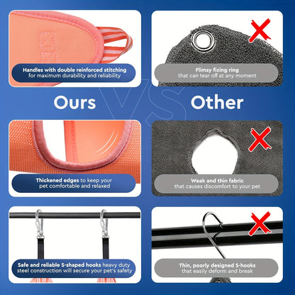 Pink Dog Grooming Hammock with Adjustable Straps & Metal Hooks – Secure Harness for Nail Trimming, Clipping, and Bathing – Easy-to-Use Pet Care Sling for Small to Medium Dogs at Home