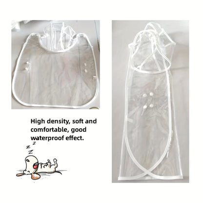1pc Clear Transparent Hooded Pet Plastic Raincoat Poncho For Toy And Small Dogs And Cat Only Clothes