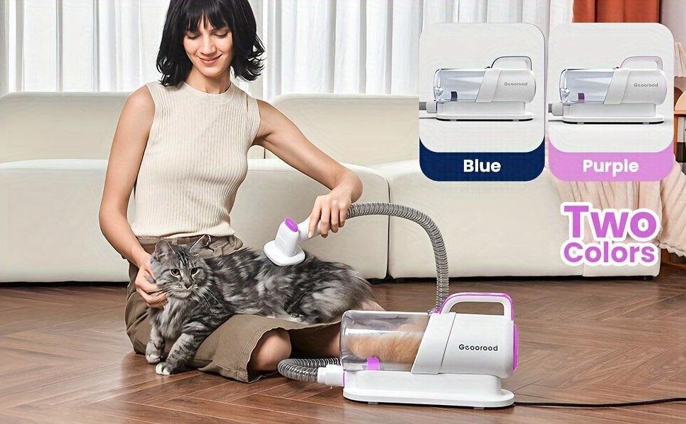 Dog Grooming Vacuum Kit with Pet Paws Grinding Tool, Electric Clipper And Dog Brush Work Quiet for Dogs And Cats At Home(purple), Pet Vacuum Grooming Kit, Dog Fur Vacuum, Dog Vacuum for Shedding Grooming, Pet Grooming Vacuum