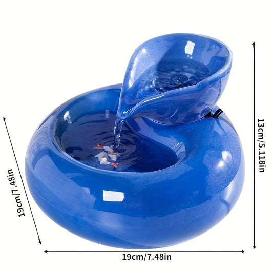 Automatic Circulation Pet Water Dispenser with Replaceable Filter - USB-Powered Hygienic Water Bowl for Cats & Dogs, Modern Blue Design with White Accents, No Battery Needed, Cat Water Fountain, Pet Hydration Solution, Contem