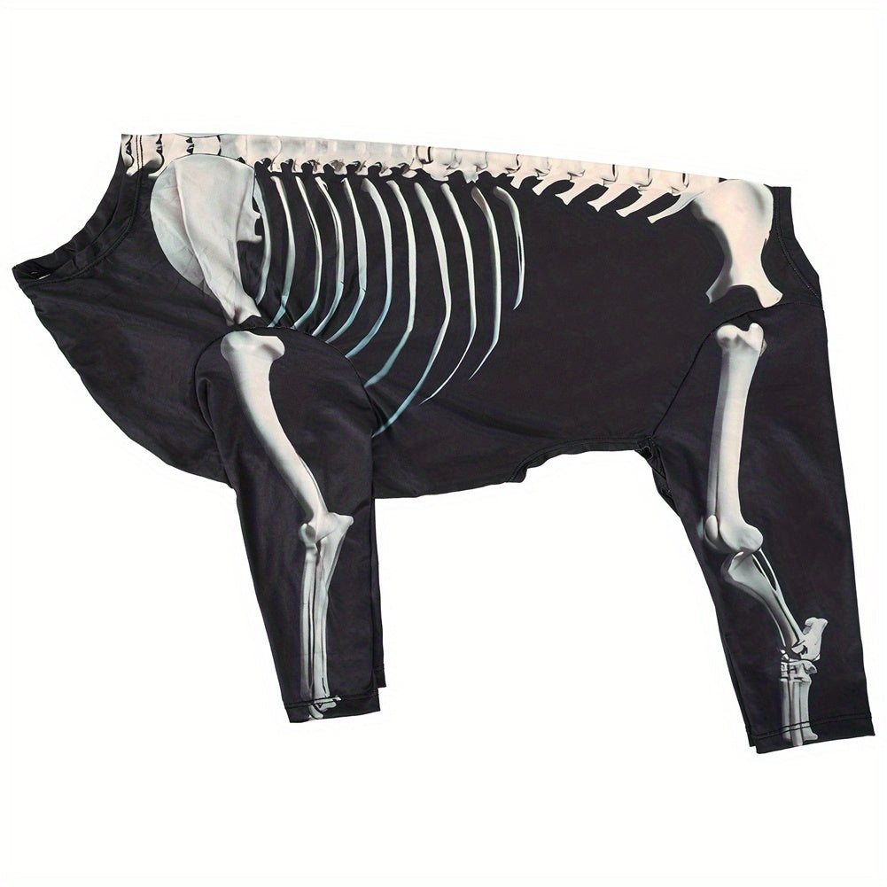 Pet Halloween Dressup Skull Transformation High elasticity sports not tight three-dimensional cut more fit four-legged long-sleeved design home anti-shedding Halloween Transformation Skull Bone Dog Costume