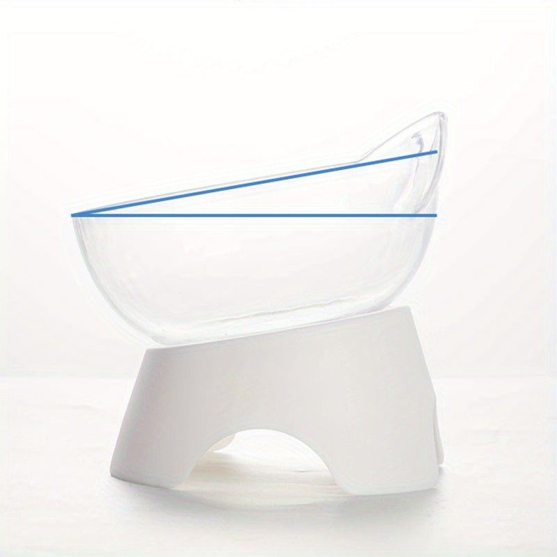 Elevated Pet Inclined Food Bowl Water Bowl, Transparent Plastic Cat Dish Bowl For Pet Cervical Spine Protection