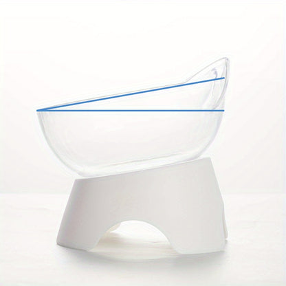 Elevated Pet Inclined Food Bowl Water Bowl, Transparent Plastic Cat Dish Bowl For Pet Cervical Spine Protection