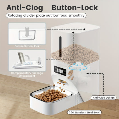 4L Timed Automatic Pet Feeders For Cats And Dogs Dry Food Dispenser With Desiccant Bag Timed Cat Feeder Programmable Portion Size Control 9 Meals Per Day 30s Voice Recorder