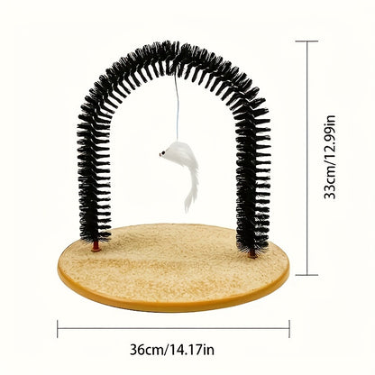 Cat Arch Self Groomer with Massage & Brushing - Interactive Scratching Post, Durable PVC Construction, for Indoor/Outdoor Cats - Promotes Healthy Coat, Reduces Shedding, Prevents Matting - Ideal for All Cats, Kittens, Senior