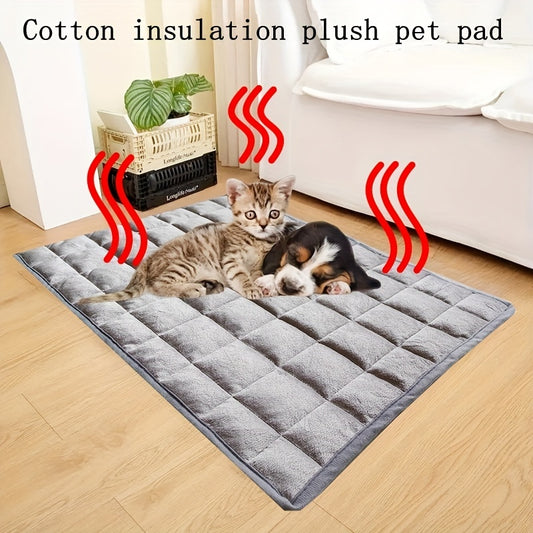 1pc Cozy Plush Cat Bed Mat - Thick, Self-Heating, Non-Slip, Soft Kennel Pad for Pet Sleeping - Orthopedic Support, Easy Cleaning, and Durable Pet Bed for Cats and Small Dogs
