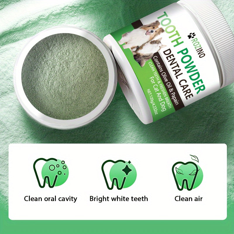 ROZINO 4pcs Pet Care Set: Natural Oral Health & Freshness - Deodorant Spray, Tooth Powder, Shampoo & Conditioner - Mild, Non-Irritating Plastic Material for Dogs & Cats