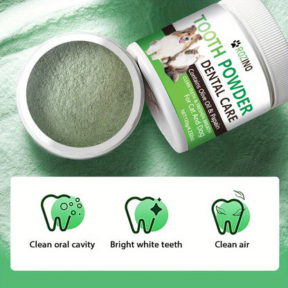 ROZINO 4pcs Pet Care Set: Natural Oral Health & Freshness - Deodorant Spray, Tooth Powder, Shampoo & Conditioner - Mild, Non-Irritating Plastic Material for Dogs & Cats