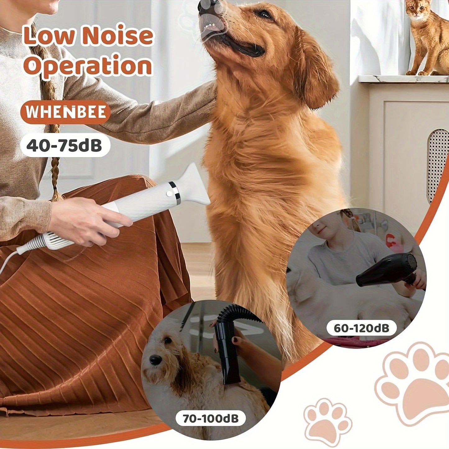 5-in-1 Portable Handheld Dog Hair Dryer - Advanced Smart Temperature Adjustment, Detachable Grooming Brush, Pet Washing Station, Travel-Friendly Design, Compact and Lightweight for Easy Use - Perfect for Home and Travel Pet C