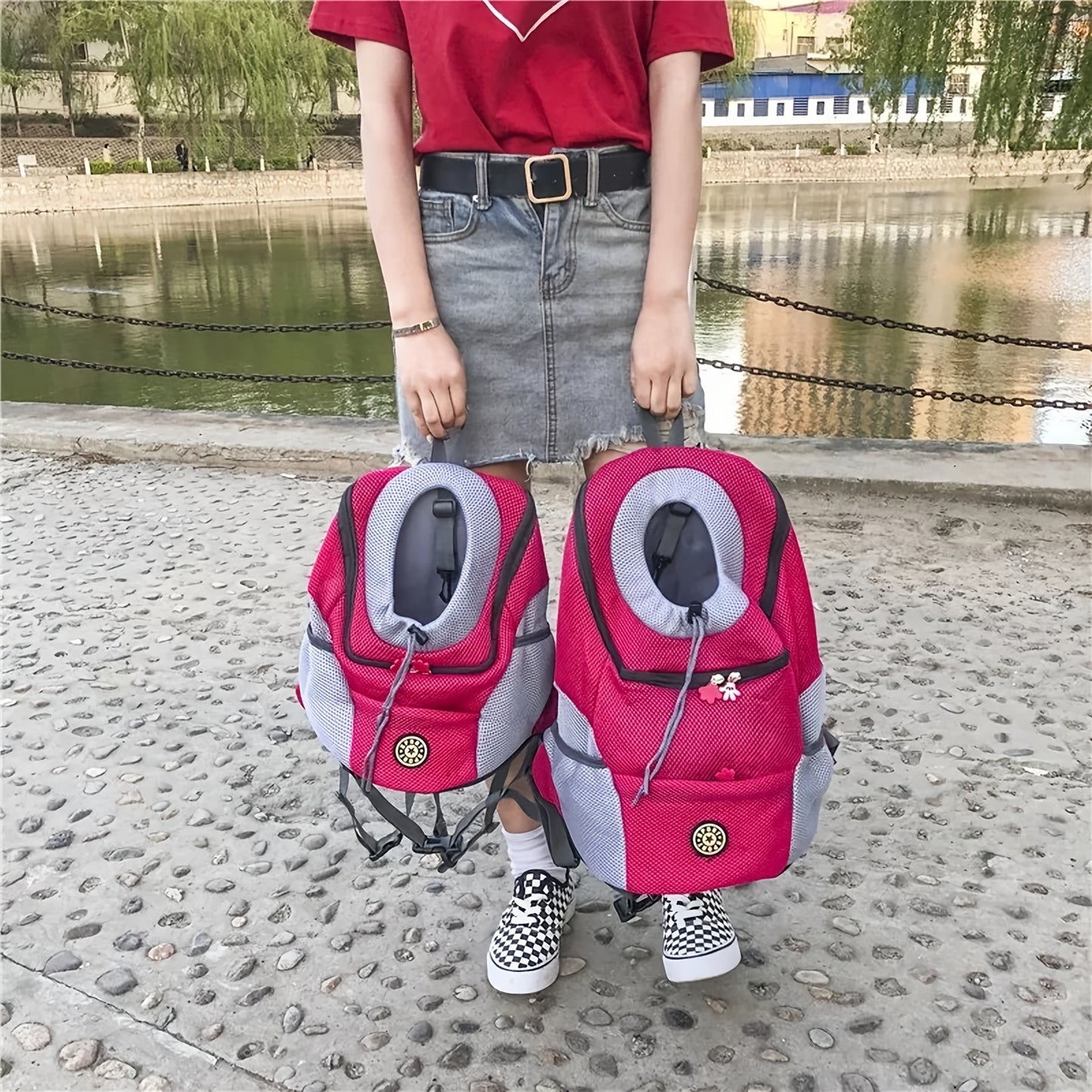 Portable Pet Pal Dog Carrier Backpack - Spacious Nylon Travel Bag with Zipper Closure for Hiking, Camping, and Outdoor Adventures - Comfortable, Ventilated, and Easy to Clean