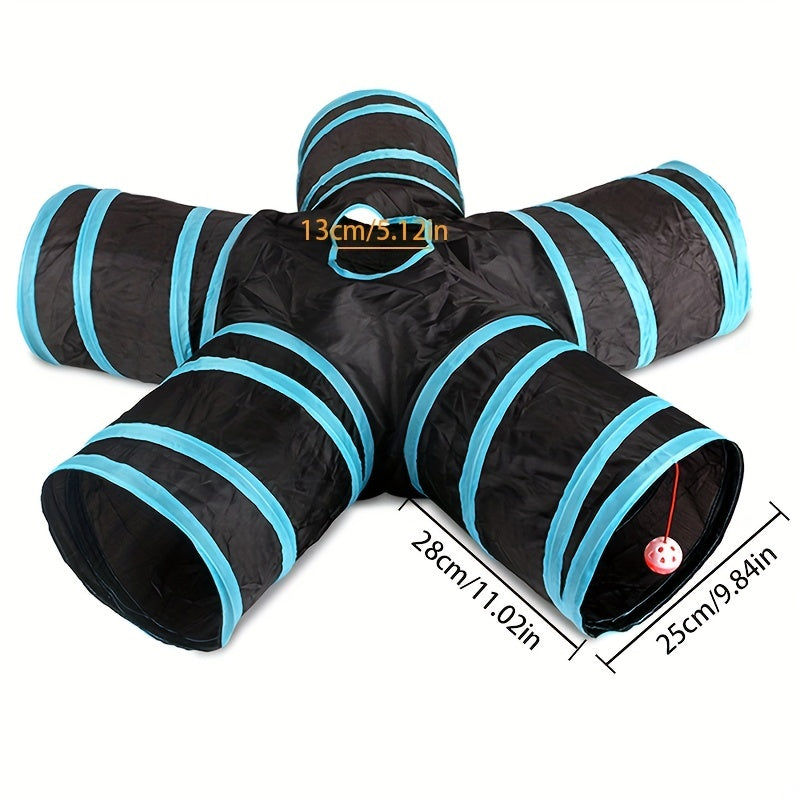 [Large Collapsible Cat Tunnel Play] Cat Tunnel For Indoor Cats Large With Play Ball 2/3/4/5 Way Collapsible Interactive Peek Hole Pet Tube Toys For Puppy, Kitty, Kitten, Rabbit
