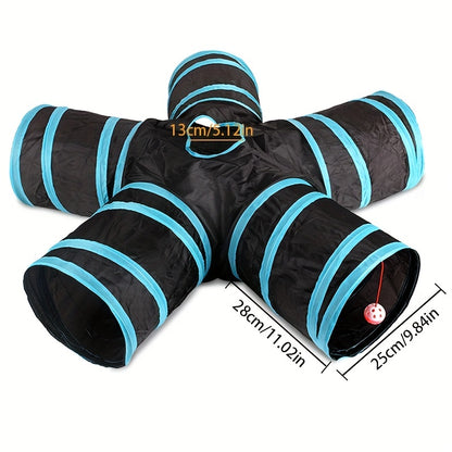 [Large Collapsible Cat Tunnel Play] Cat Tunnel For Indoor Cats Large With Play Ball 2/3/4/5 Way Collapsible Interactive Peek Hole Pet Tube Toys For Puppy, Kitty, Kitten, Rabbit