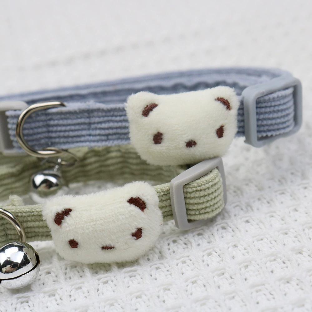 Cute Cartoon Bear Decor Pet Collar Adjustable Cat Collar, Breakaway Cat Collar With Bell