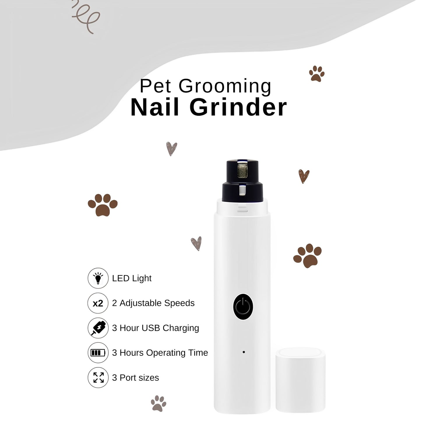 Professional Dog Nail Grinder for pet Grooming. USB Rechargeable, 2 Speed, Dog Nail Trimmers for Small Medium or Large Dogs or Cats. The Best Dog Nail Clipper Grooming kit for Dogs.