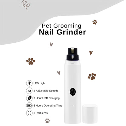 Professional Dog Nail Grinder for pet Grooming. USB Rechargeable, 2 Speed, Dog Nail Trimmers for Small Medium or Large Dogs or Cats. The Best Dog Nail Clipper Grooming kit for Dogs.