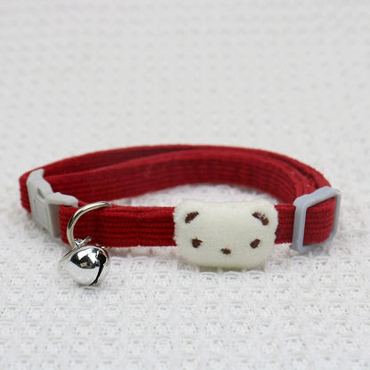 Cute Cartoon Bear Decor Pet Collar Adjustable Cat Collar, Breakaway Cat Collar With Bell
