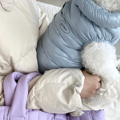 Winter Dog & Cat Vest - Thickened Warm Coat with Zipper Closure, Soft Pastel Colors (Blue, Pink, White) - for Small to Medium Pets - Cold Weather Apparel for Pomeranians, Chihuahuas, Shih Tzus - Easy On/Off Pet Clothing, Dog