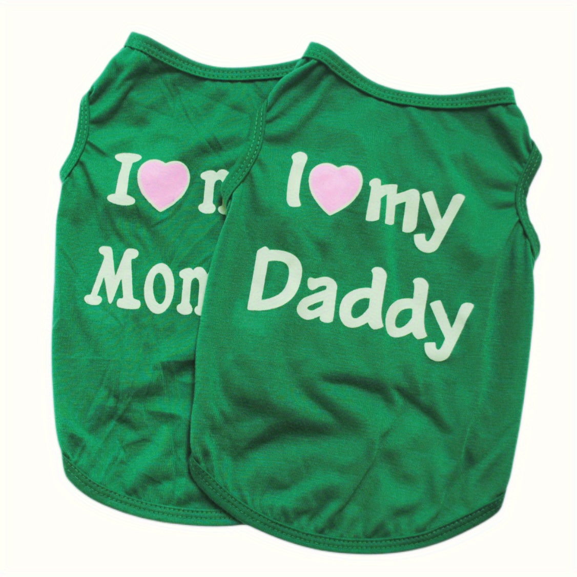 1pc Breathable Pet Vest for Summer Parties - Adorable 'I Love My Daddy/Mommy' Graphic Design for Dogs and Cats
