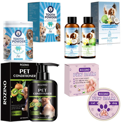 5pcs Pet Care Gift Pack, Shampoo And Conditioner, Nose Cream, Tooth Powder, Etc., Gentle Cleaning, No Odor