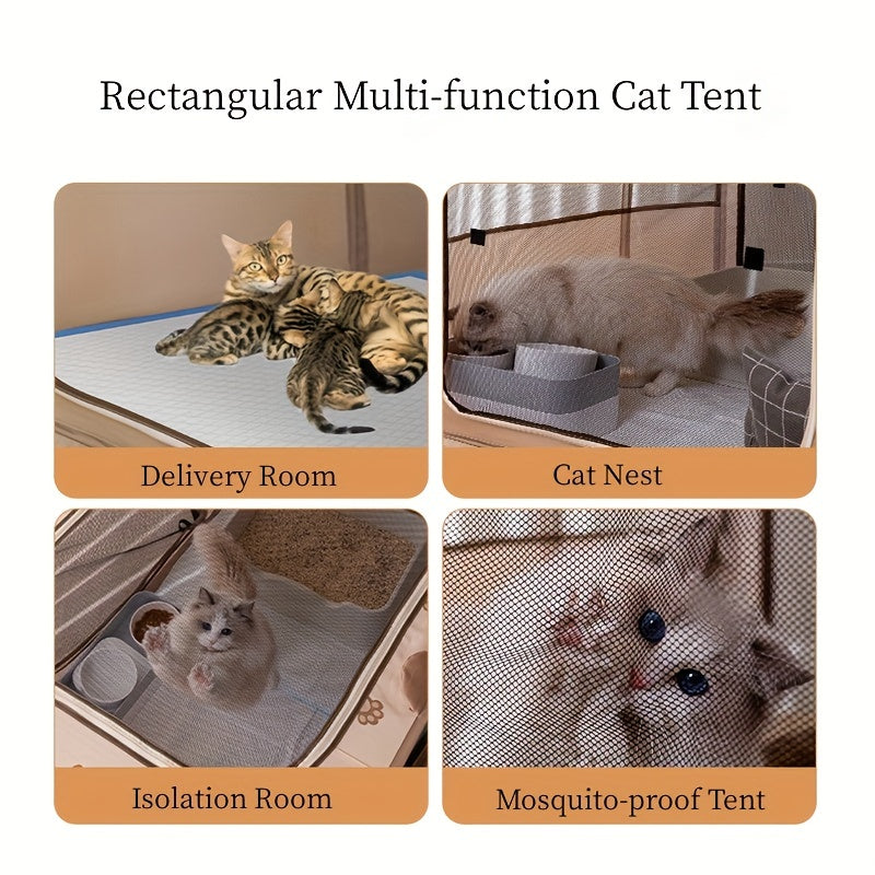 1pc Adorable Foldable Pet Playpen - Portable, Removable Zipper Top, Indoor & Outdoor Use, Spacious Cat Bed, Delivery Room, Easy Setup - Perfect for Dog and Cat Lovers