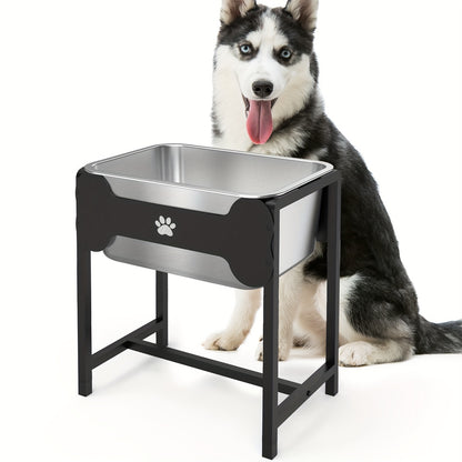 Upgraded Heavy-Duty Elevated Large Dog Water & Bowl - 3.6 Gallon Stainless Steel Feeding Station with Low-Slung Neck, Sturdy Metal Frame for Mastiff, German Shepherd,, Newfie - Indoor/Outdoor Use, Design, Water Bowls For Larg