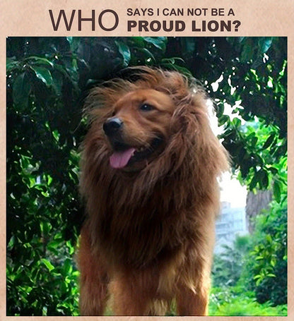 1pc Lion Mane Dog Costume - Adjustable Polyester Fiber Pet Wig for Medium & Large Dogs - Festive Christmas & Halloween Gift Accessory - For Dog Owners -  Perfect for Parties & Photoshoots