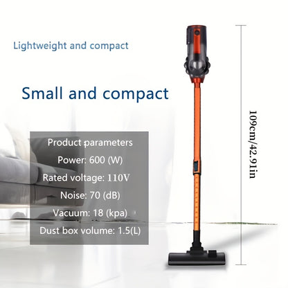 Four-in-One 600W 110V 18KPa Lightweight Handheld Rod Vacuum Cleaner - Portable, Low Noise, Pet Hair and Hard Floor Friendly, Suitable for Carpets, with Aspirating Function