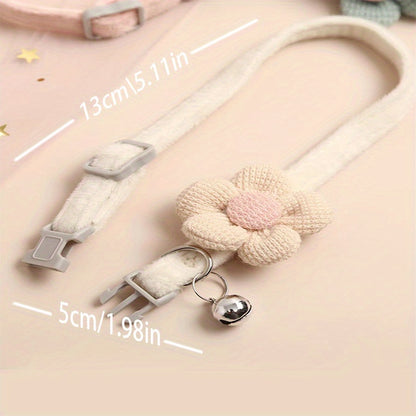 1pc Cute Dog Necklace with Flower Decor and Bell Strap - Pet Collars and Leads for Stylish Pups