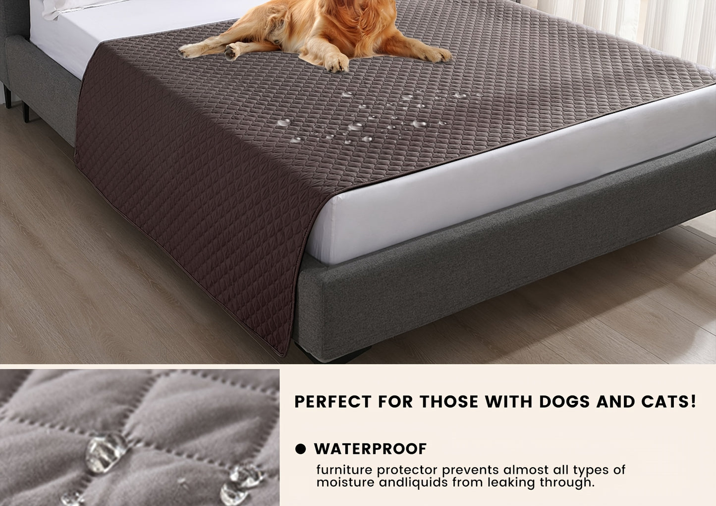 Waterproof & Non-Slip Dog Mattress Cover for Beds, Sofas, Cars | Super Soft Pet Blanket with Incontinence Protection | Machine Washable Furniture Protector Pad, Puppy Bedspread, Durable Dog Carpet